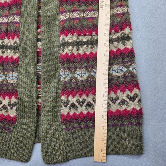 RRL Ralph Lauren Sweater Women 1 S Green Fair Isle Cardigan Duster Alpaca NEW - Picture 13 of 14